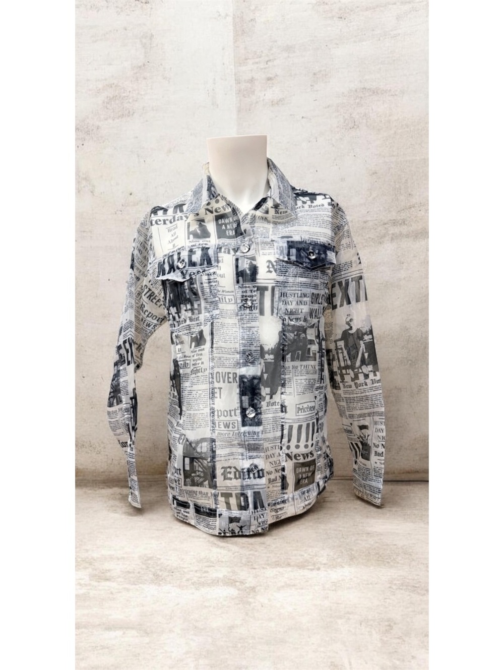 Forever21 Sheer Newspaper Y2K Button Down M Shirt Extra Extra Girls Take Over